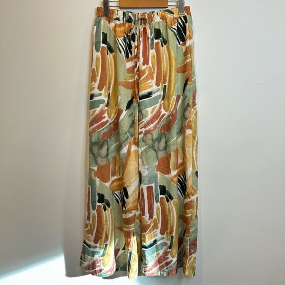 SHEIN Wide Leg Graphic Print Flowy Pants Multi-Colour - Picture 2 of 4